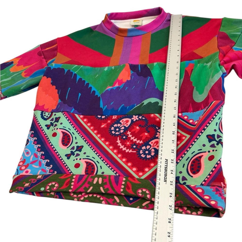 FARM Rio Colorful Patchwork Print Oversized Top Small - Picture 7 of 13